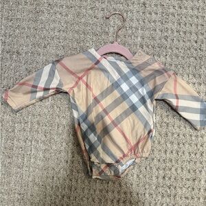 BurberryClassic Plaid Long-Sleeve One-Piece for baby - Beige